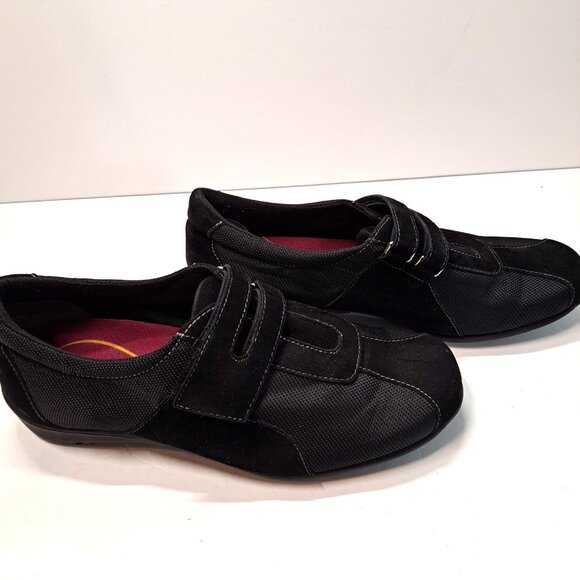 MUNRO Womens 8.5W Wide Joliet Black Comfort Shoes Sneaker Suede Arch Support USA - Picture 2 of 14